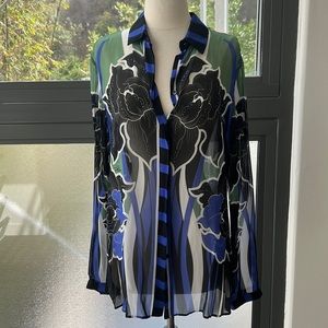 Just Cavalli Blouse / Shirt , 100% viscose, beautiful print, see through